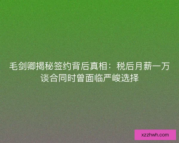 毛剑卿揭秘签约背后真相：税后月薪一万谈合同时曾面临严峻选择